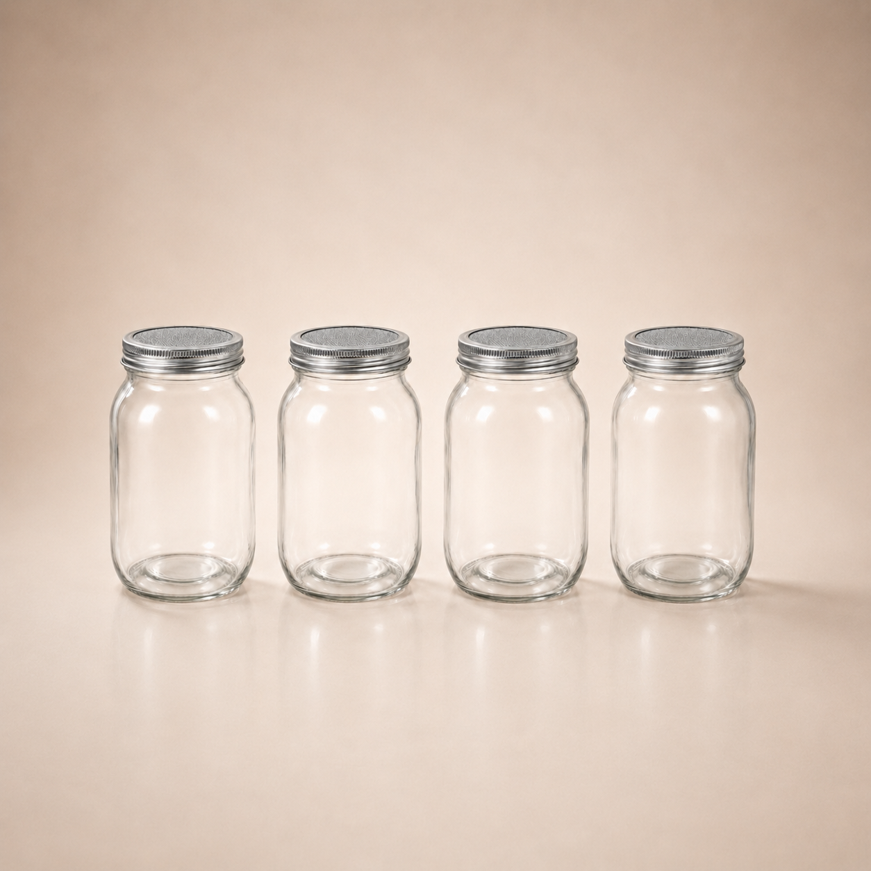4x 500ml glazen pot