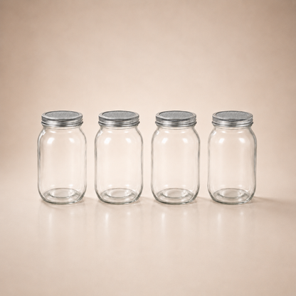 4x 500ml glazen pot